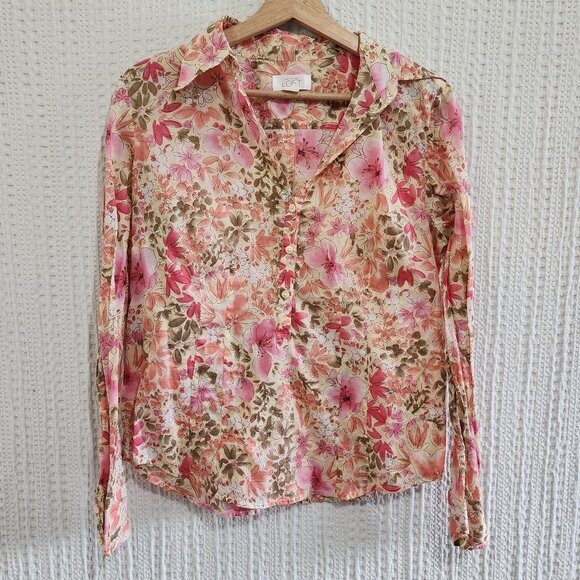 Ann Taylor LOFT Y2K Floral Lightweight Button-Up Blouse Size Medium - Picture 2 of 15